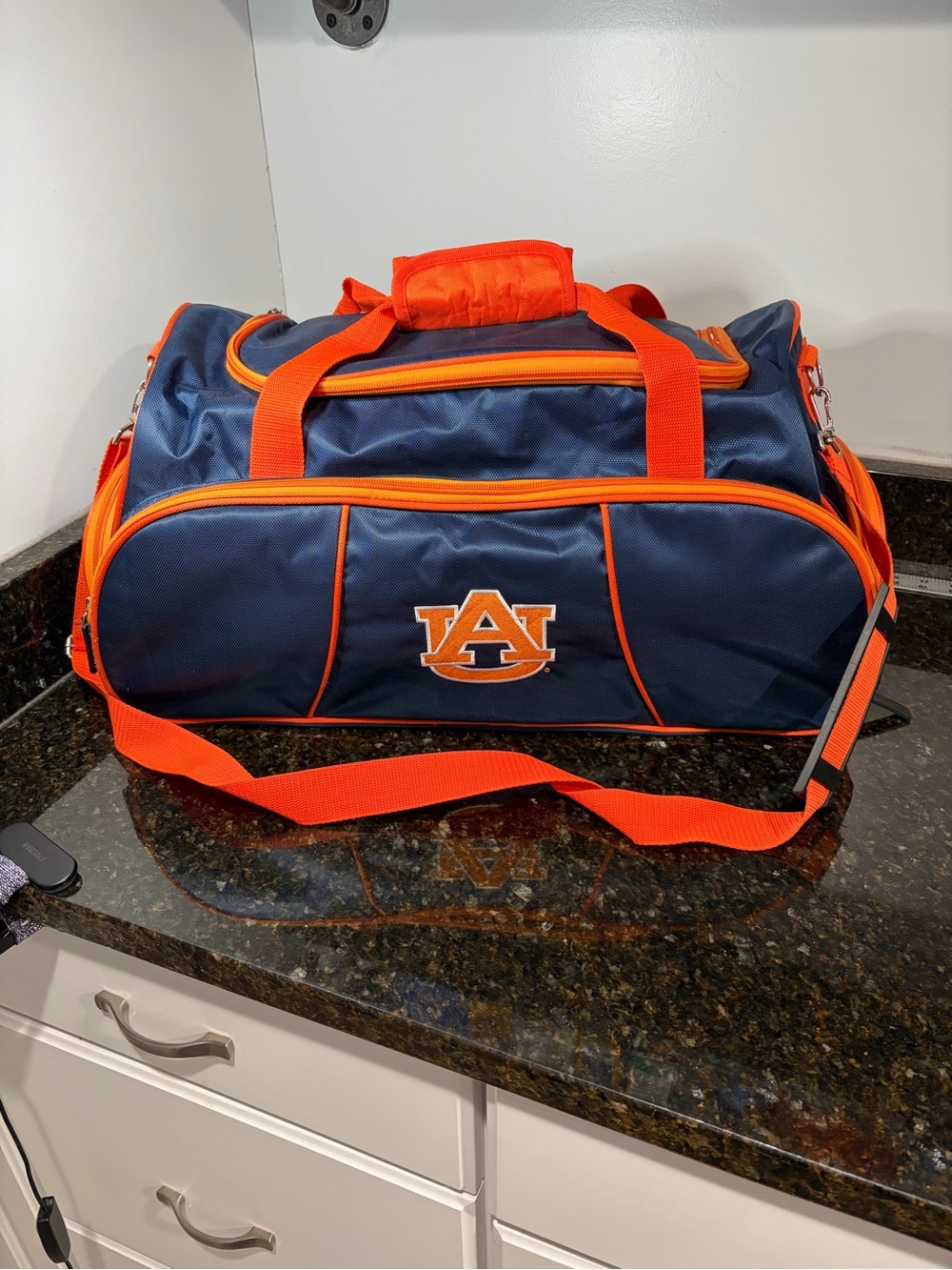 AUBURN UNIVERSITY LOGO Brand Navy and Orange Duffle Bag 22”x12”x10”